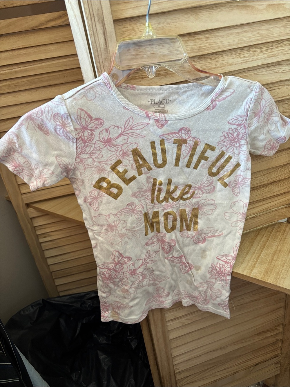 The Children's Place Pink Floral Tee with Gold Foil 'Beautiful like Mom' 10